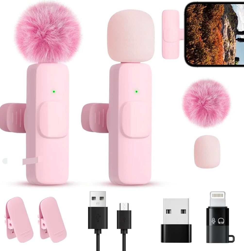 HETIE Micrófono Inalámbrico de Solapa – Color Rosa
